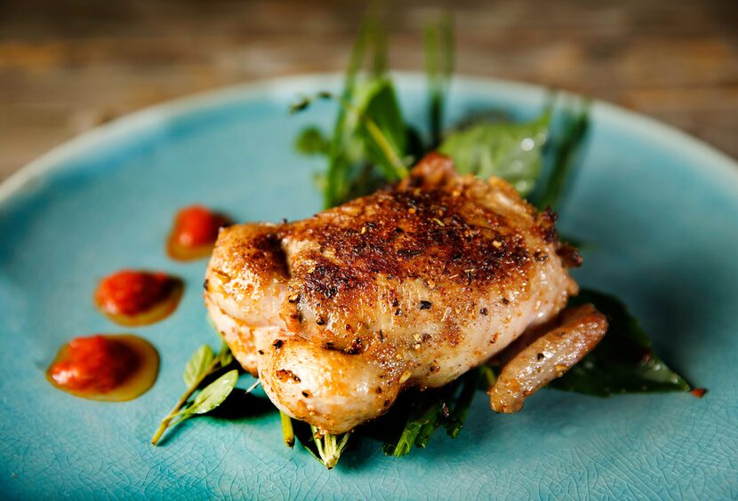 Chef Tim Love prepared quail stuffed with rabbit-rattlesnake sausage. 