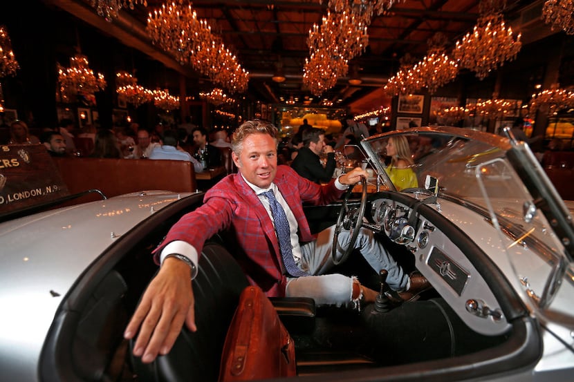 Nick Badovinus relaxes in the MG at his at Town Hearth restauant in Dallas' Design District. 