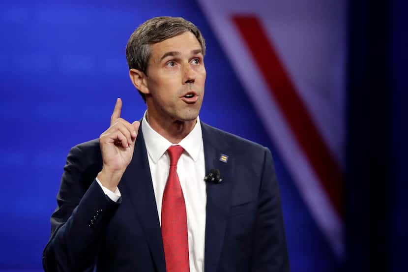 Beto O'Rourke speaks during the Power of our Pride Town Hall on Oct. 10, 2019, in Los...