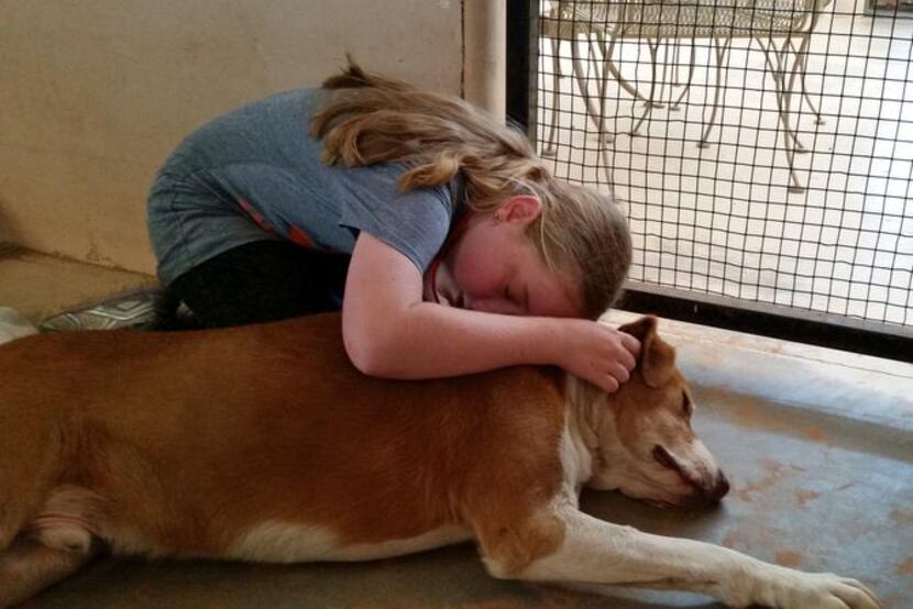 JULIANNA HUGS  one of the dogs at Best Friends Animal Sanctuary.