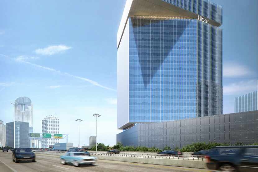 A rendering of the proposed 23-floor tower that Uber plans to move into in 2022.