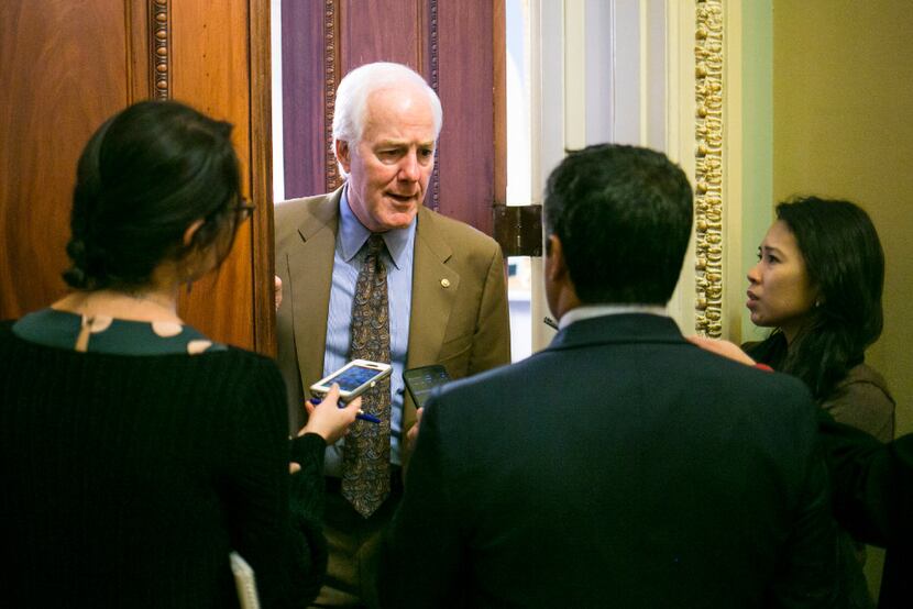 Senate Majority Whip Sen. John Cornyn, at the Capitol earlier this month, says he supports...