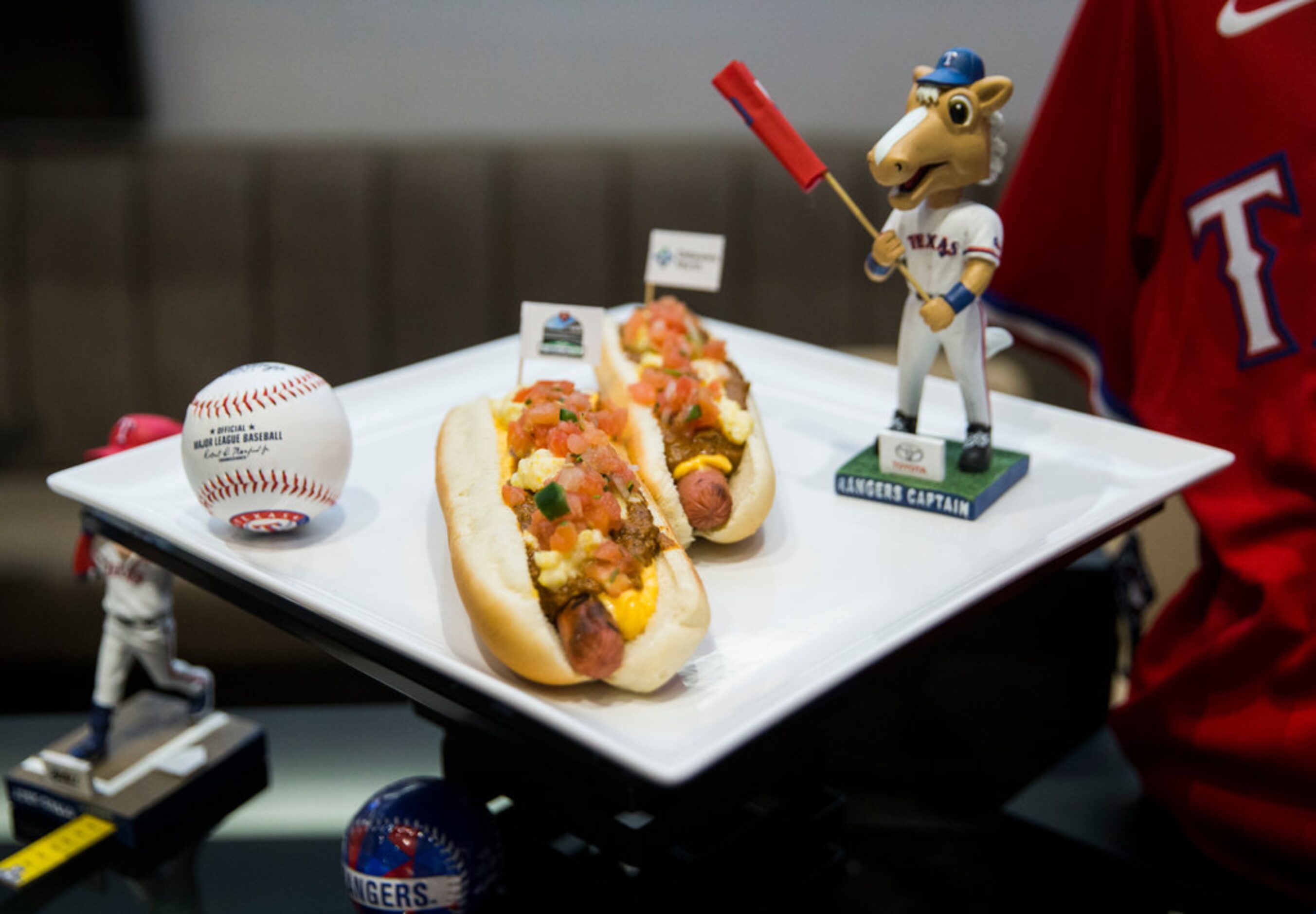 The Grit Dog, a new concession item at Globe Life Field, was unveiled on Wednesday, March...