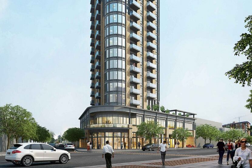 The planned 18-story apartment tower will have 110 rental units plus a restaurant and...
