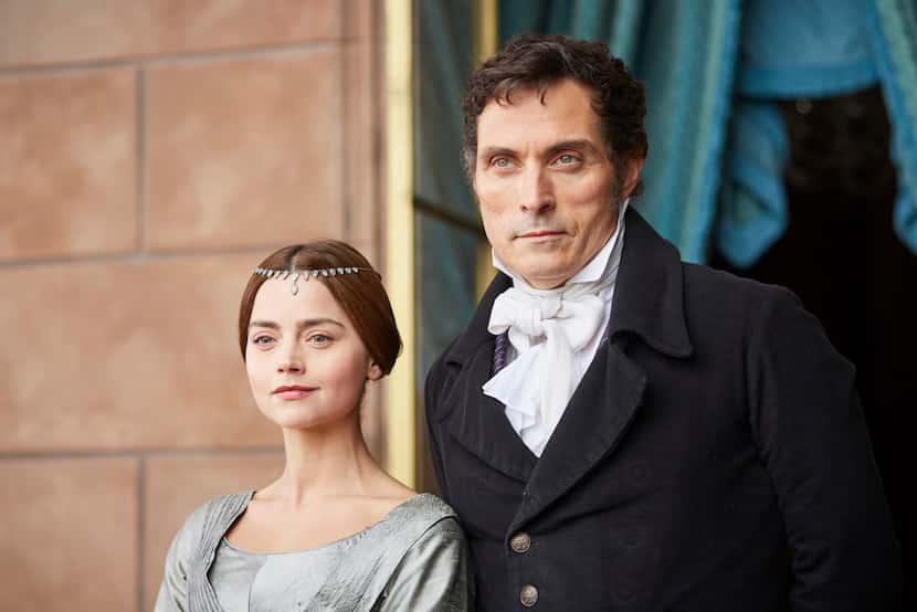 Jenna Coleman as Queen Victoria and Rufus Sewell as Lord Melbourne in Victoria.  