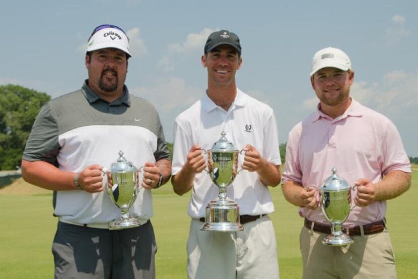 Brax McCarthy (center) of Fort Worth shot 18-under 262 and won the Veritex Bank Texas State...