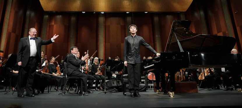 June 5, 2017.  Tony Yike Yang from Canada  performs with conductor Nicholas McGegan and the...