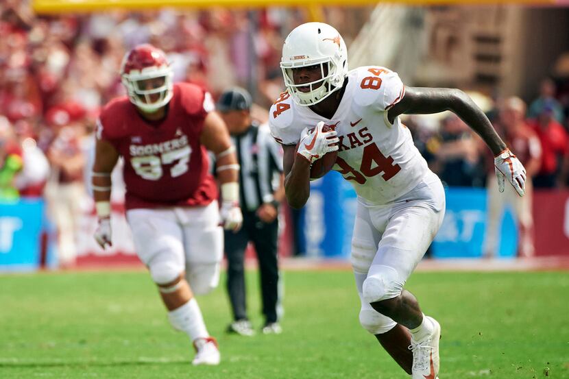 FILE - In this Saturday, Oct. 6, 2018, file photo, Texas wide receiver Lil'Jordan Humphrey...