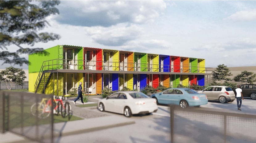 The Lomax Container Housing Project on South Malcolm X Boulevard.