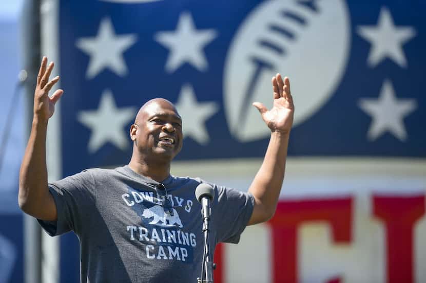 FILE - In this Aug. 1, 2015, file photo, former Dallas Cowboys defensive end Charles Haley...