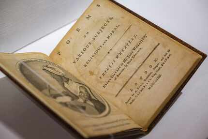 "Poems on Various Subjects, Religious and Moral" by Phillis Wheatley, 1773, rested placed in...