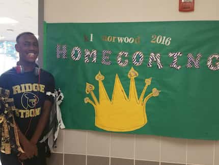 Keller Fossil Ridge High School's 2016 homecoming king K.L. Norwood poses next to a...