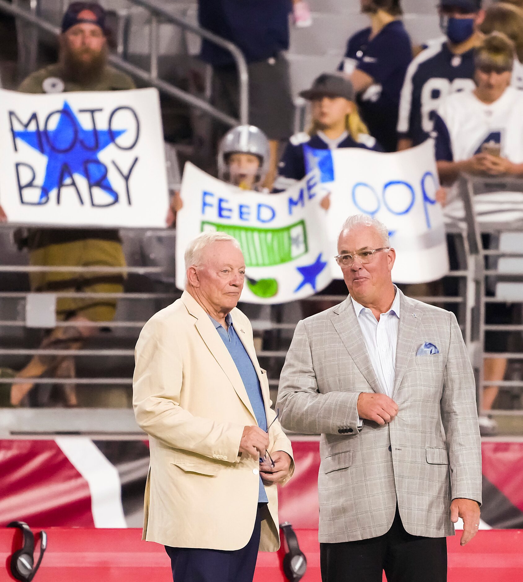 Dallas Cowboys owner and general manager Jerry Jones and executive vice president Stephen...