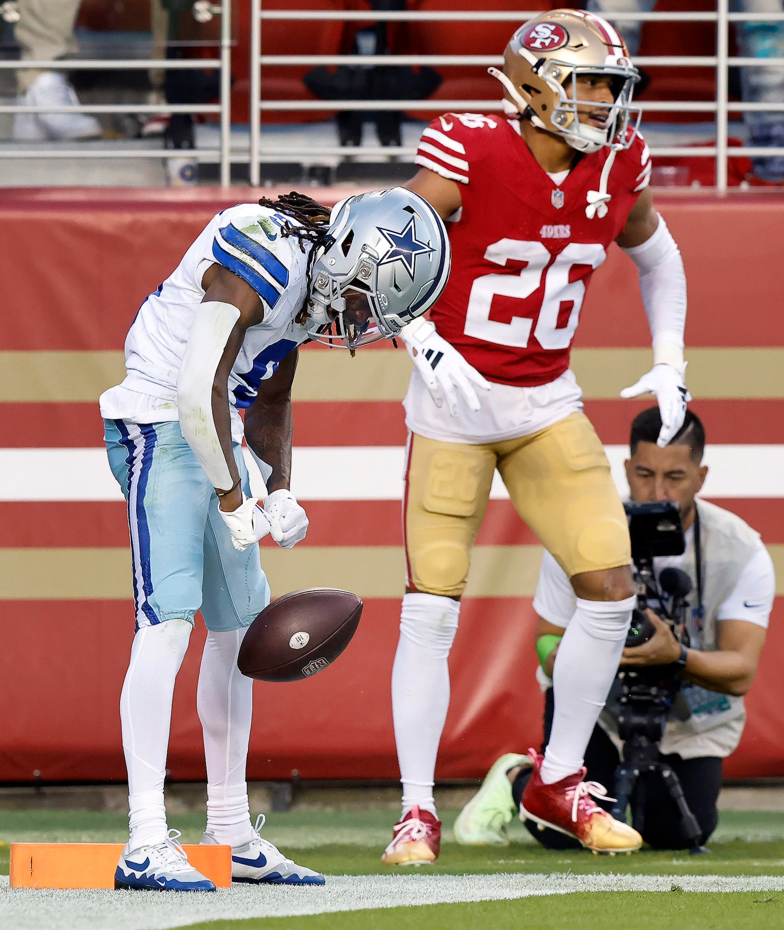 Dallas Cowboys wide receiver KaVontae Turpin (9) celebrates his second quarter touchdown...