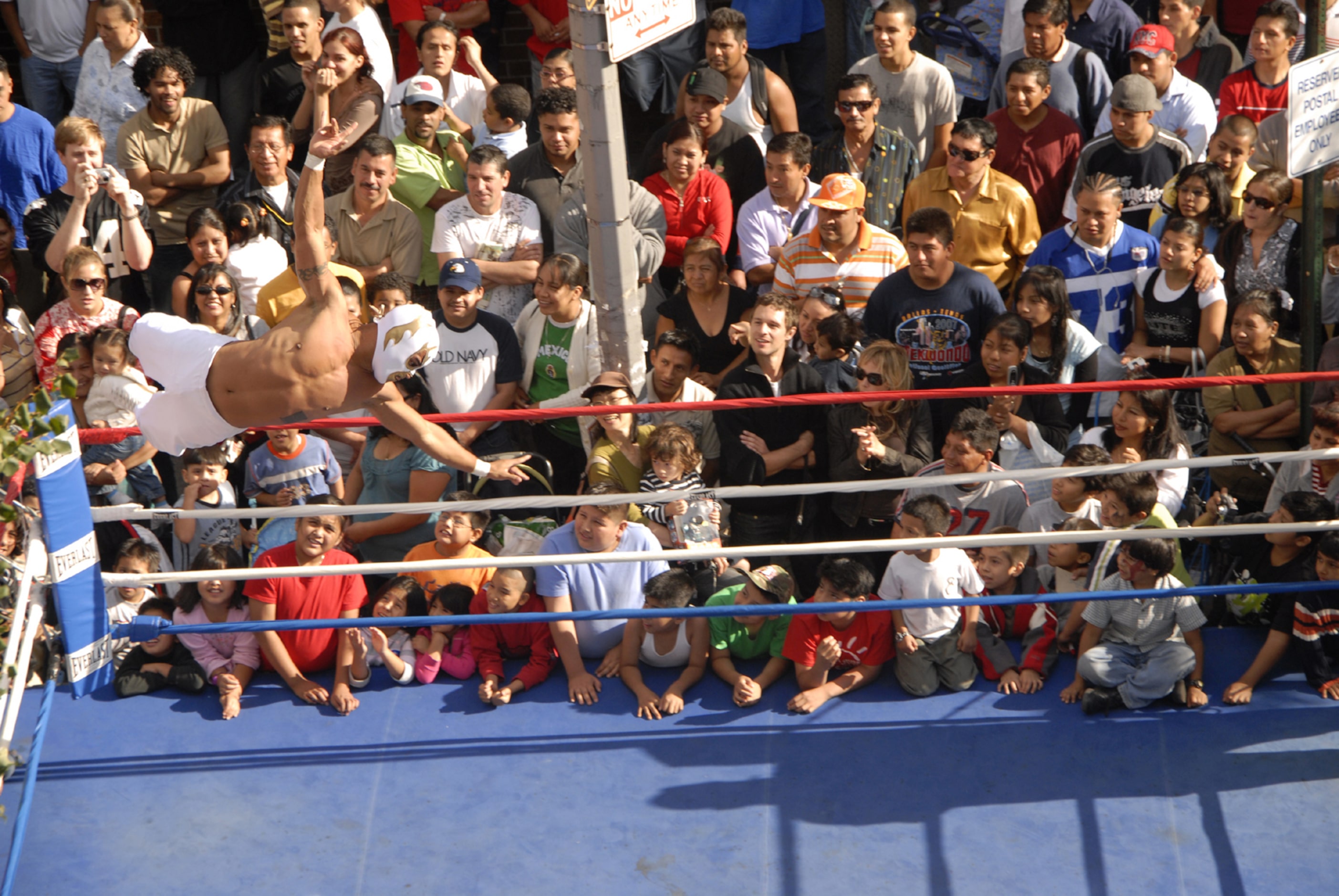 Shaun Leonardo, or El Conquistador de Nueva York (left), wrestles The Invisible Man (center)...