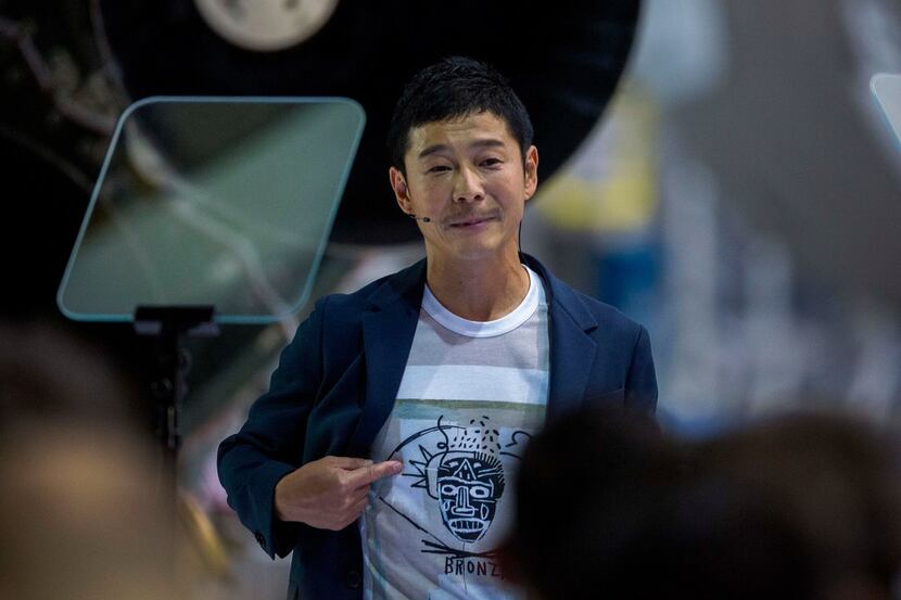 Japanese billionaire Yusaku Maezawa wears a shirt depicting the work of one of his favorite...