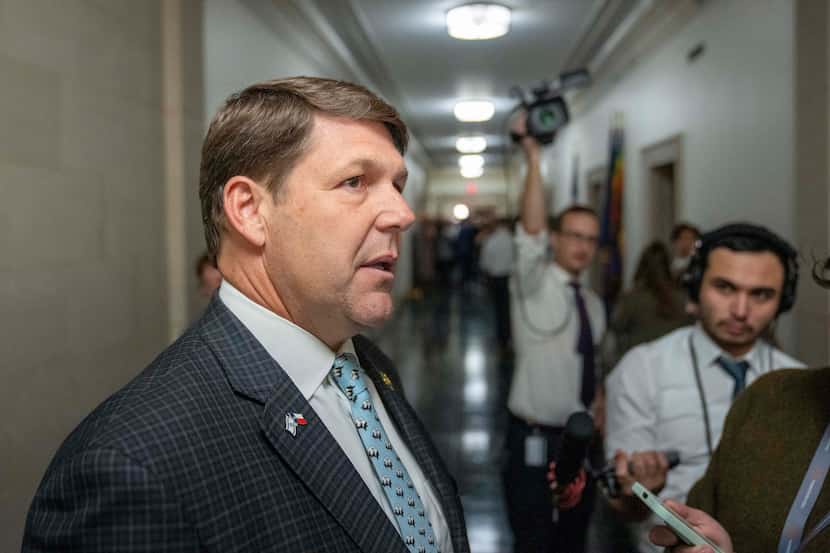 Rep. Jodey Arrington, R-Texas., spoke with reporters after a meeting where House Republicans...