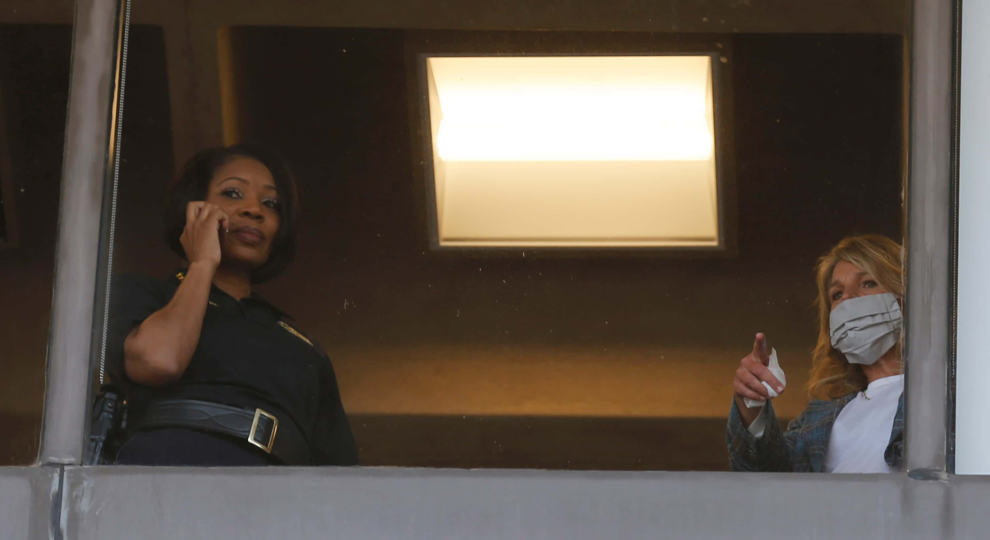 Dallas Police Chief U. Reneé Hall (left) and Dallas City Council member Jennifer Staubach...