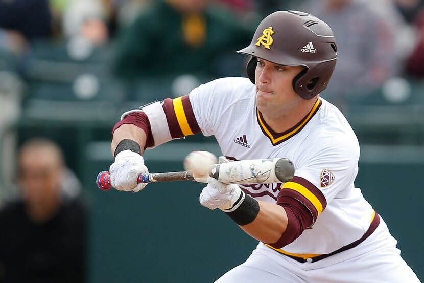 Arizona State outfielder Hunter Bishop during an NCAA college baseball game against Notre...