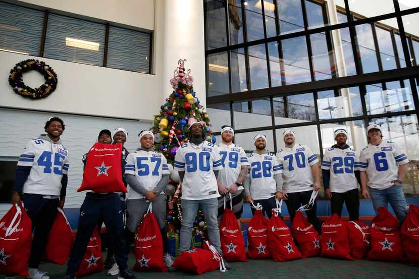 The Dallas Cowboys arrive at Medical City Children's Hospital in Dallas to visit patients on...