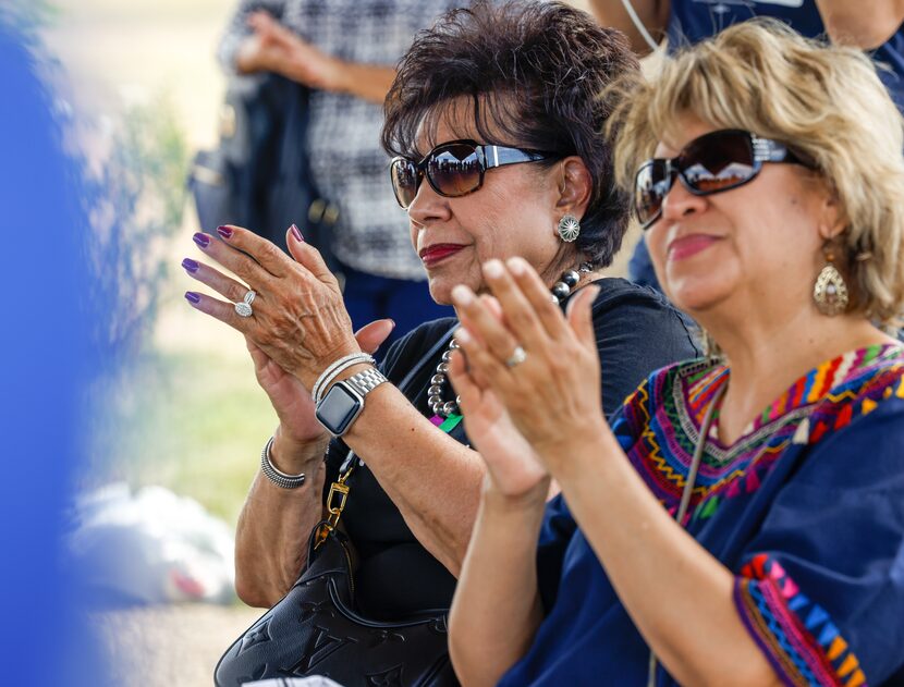 Gloria Carrillo (left), president of the Grand Prairie ISD board of trustees, and Susanna...