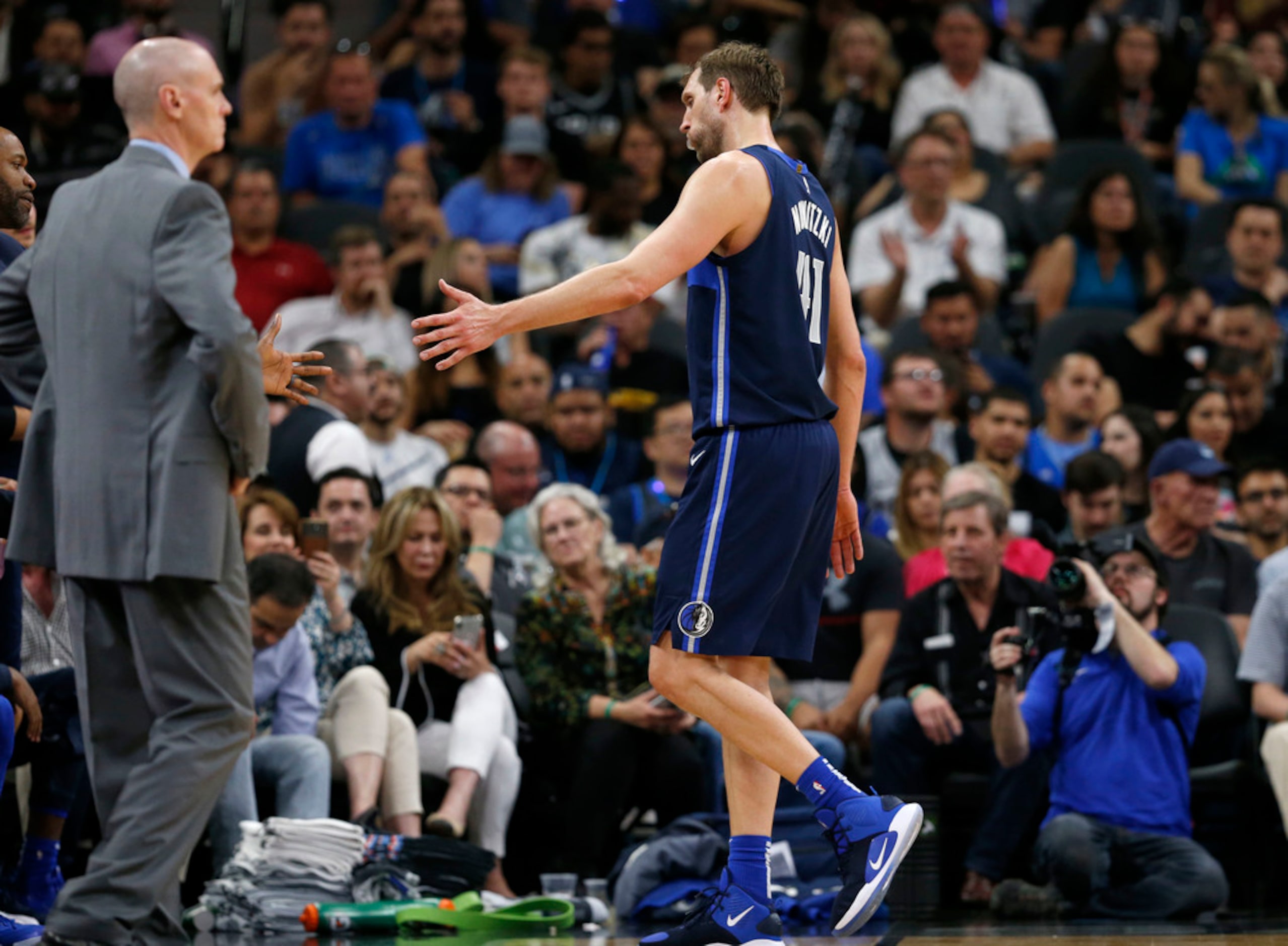 Dallas Mavericks forward Dirk Nowitzki (41) walks to the bench during the second half of...