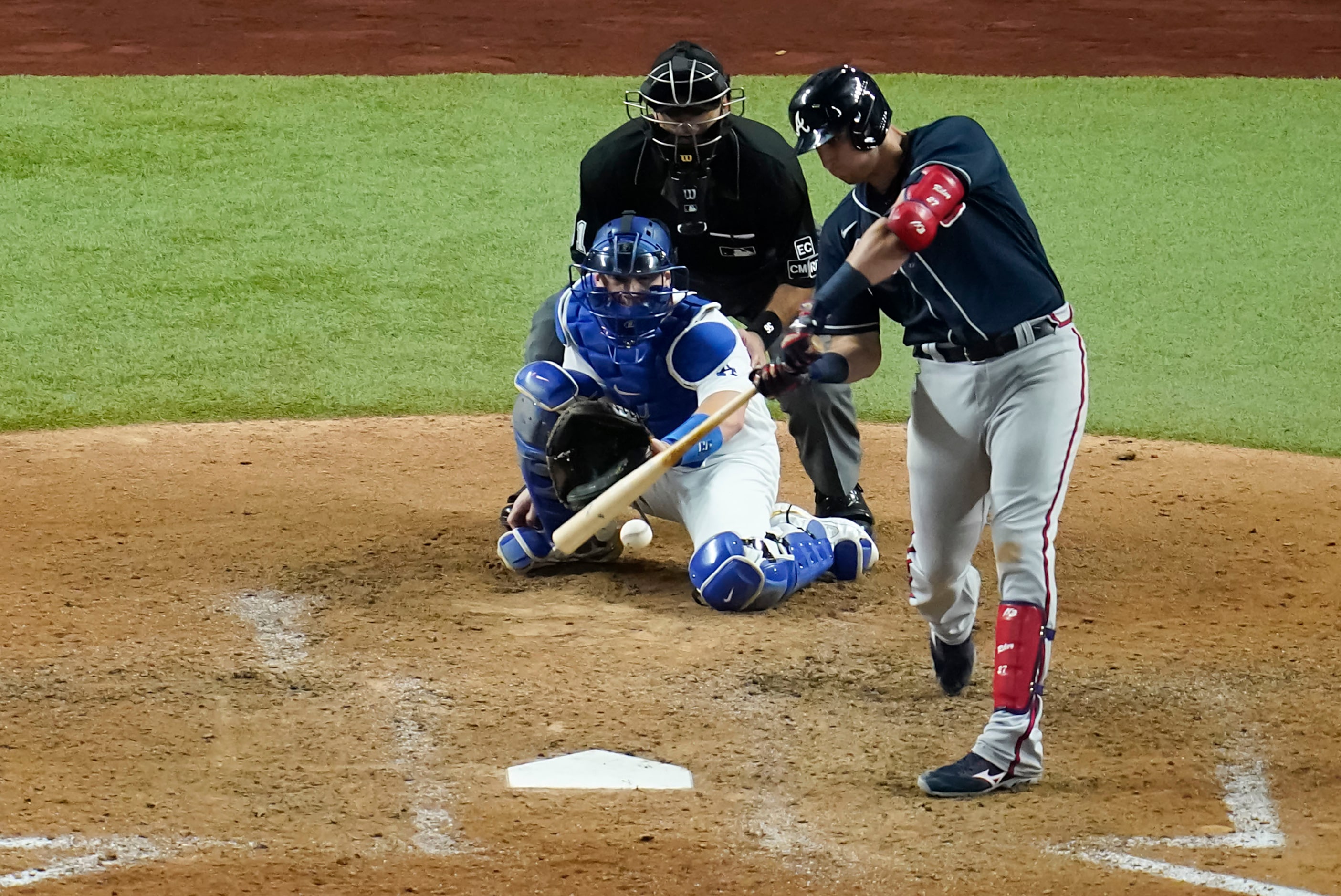 Atlanta Braves third baseman Austin Riley hits a solo home run to break open a game ties at...