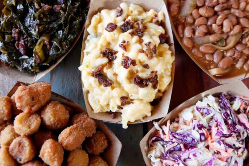 
Pecan Lodge offers five sides: collard greens; mac and cheese; pinto beans, fried okra and...