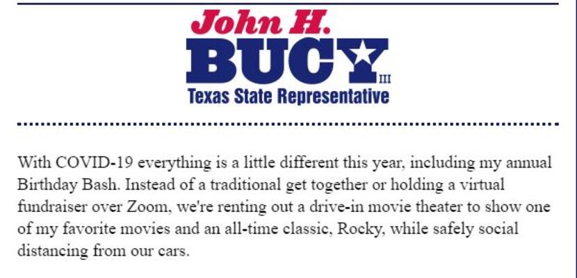 State Rep. John Bucy of Round Rock recently rented out a drive-in movie theater instead of...