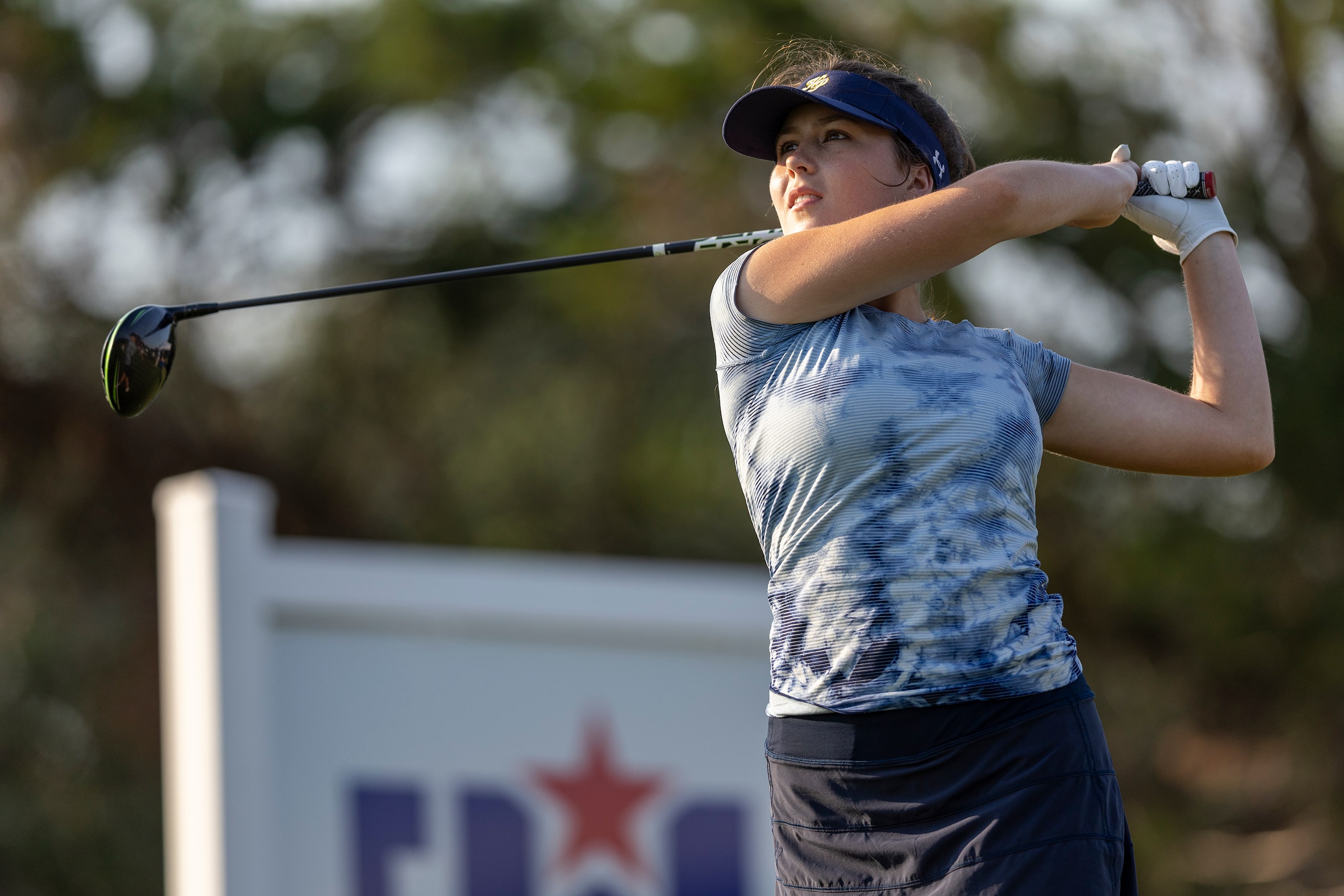 Highland Park’s Tatum Thomason hits from the 1st tee box during the 5A girls state golf...