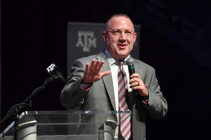 Buzz Williams, Texas A&M's new men's basketball coach, speaks Thursday, April 4, 2019, in...