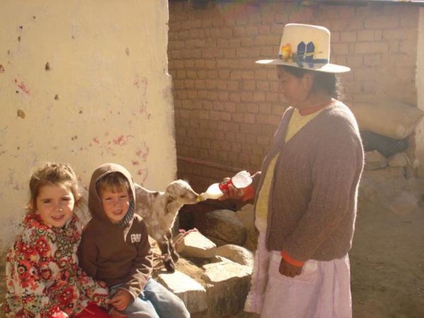 
Isabella and Elijah visit with new friends while in Peru.
