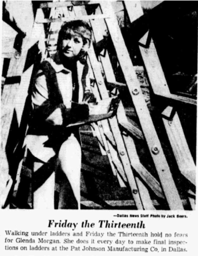 December 1974: Glenda Morgan walked under ladders every day, including Friday the 13th.