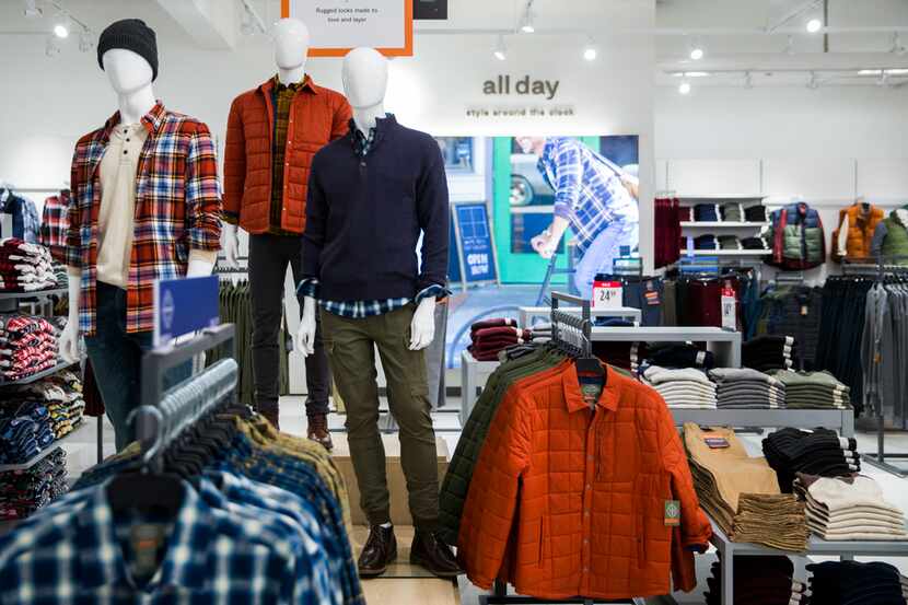 The men's All Day lifestyle moment section of a JCPenney store at North East Mall in Hurst.