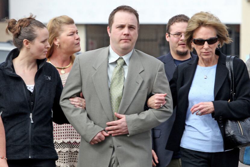 Bryce Reed was accompanied by relatives as he walked to his sentencing hearing in Waco on...