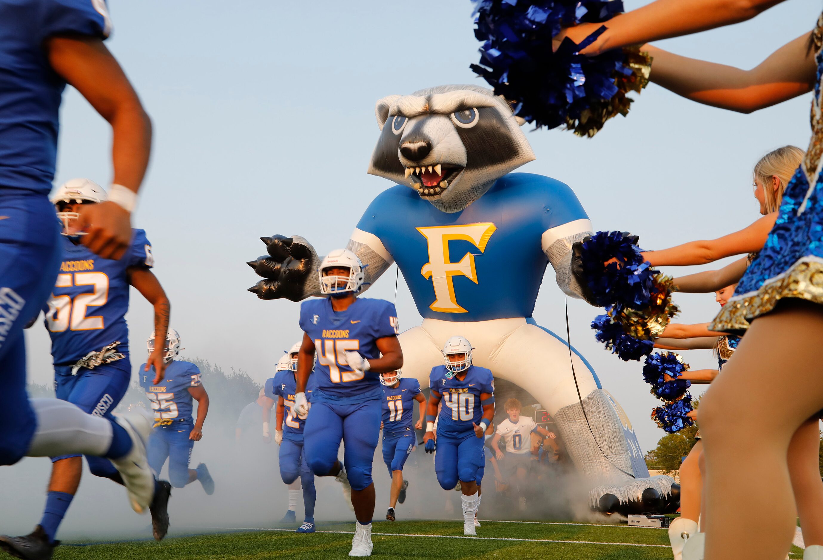 The Frisco High School football team takes the field as Frisco High School hosted Lake...