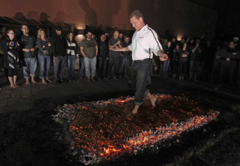 Gene Gray was first to walk across 1,200 degree coals at the Marriott last February.