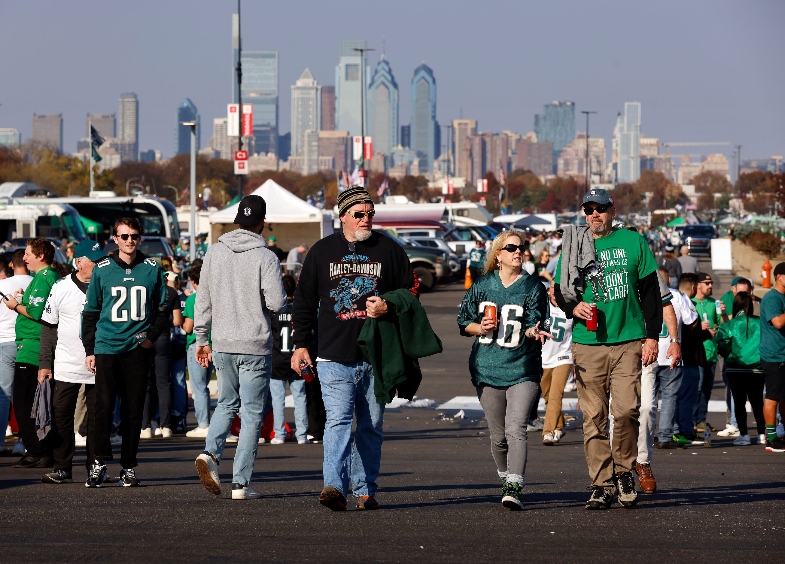 Philadelphia Eagles fans arrive for the Dallas Cowboys game outside Lincoln Financial Field...