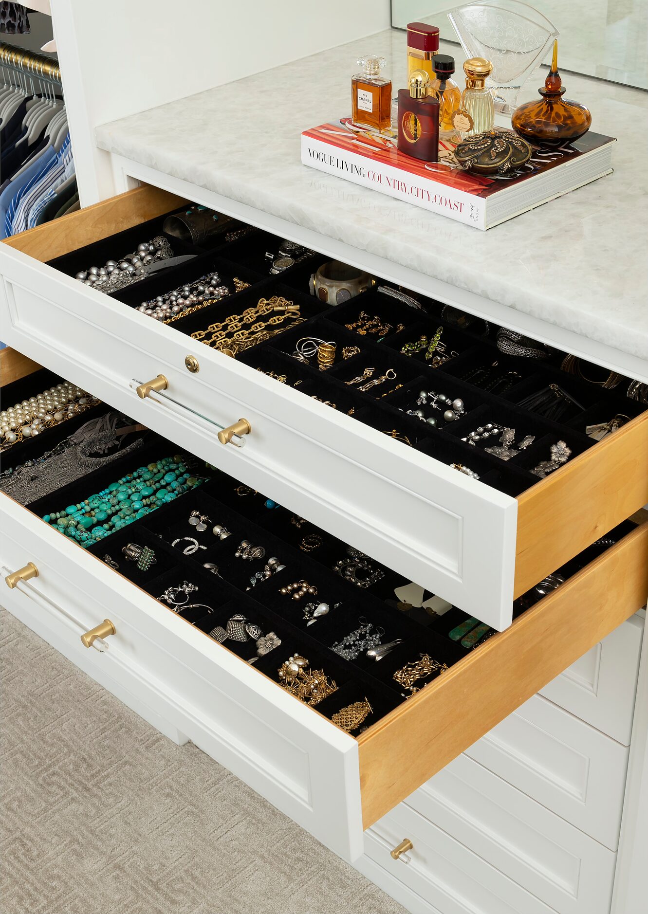 drawers with jewelry