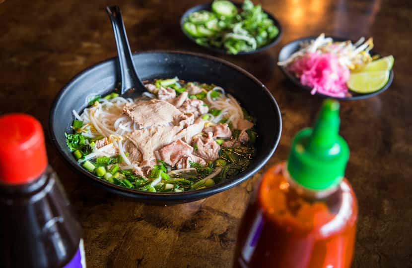 Make easy beef pho at home with broth, sliced meat and garnishes.
