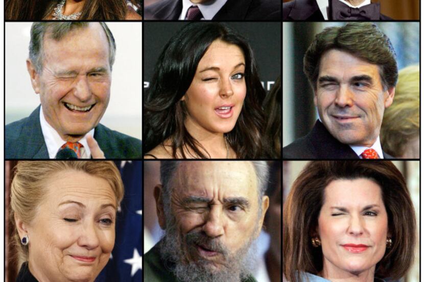 Lindsay Lohan (center) is among notable public figures caught engaging in old-style winking,...