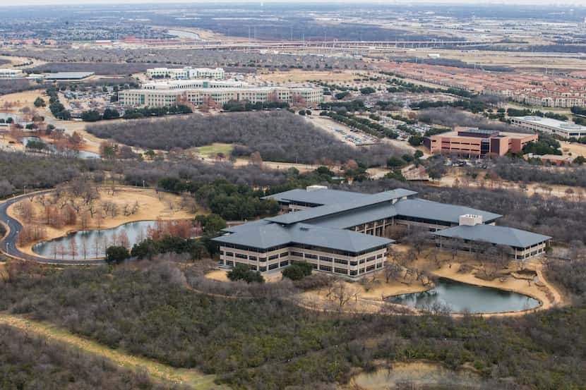 An aerial view of Exxon Mobil's headquarters in Irving.