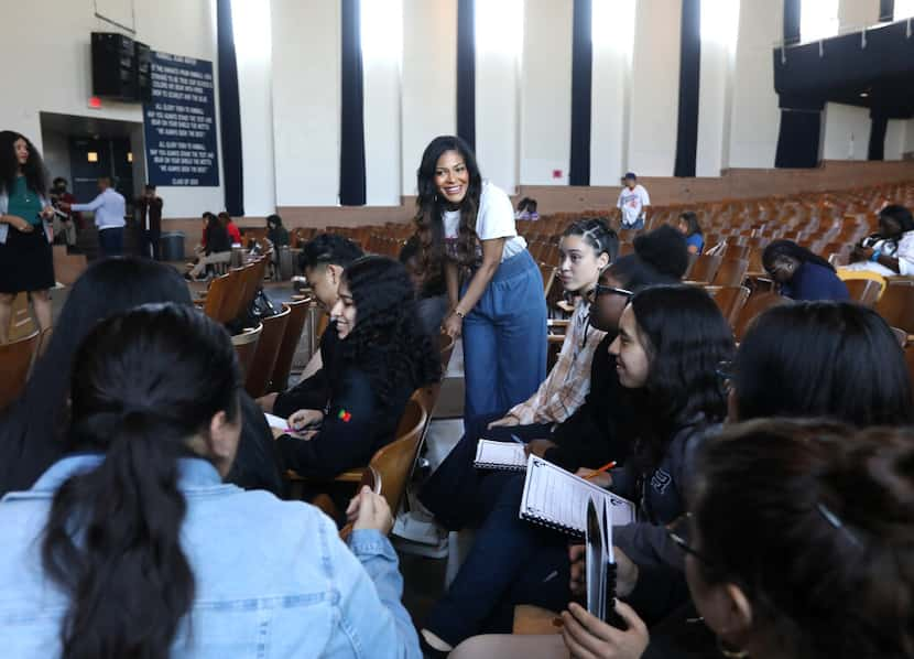 Dallas Judge Lisa Green speaks to students during the Pipeline to Possibilities workshop at...