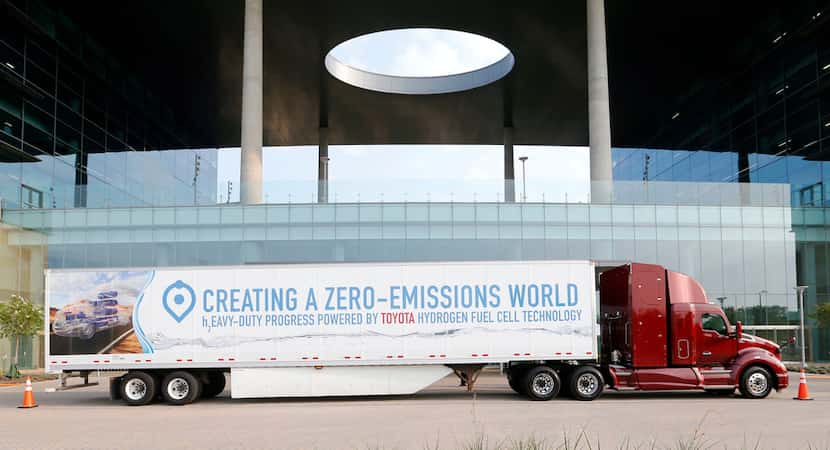 A hydrogen fuel cell hauler stopped in August at Toyota's North America headquarters in Plano.