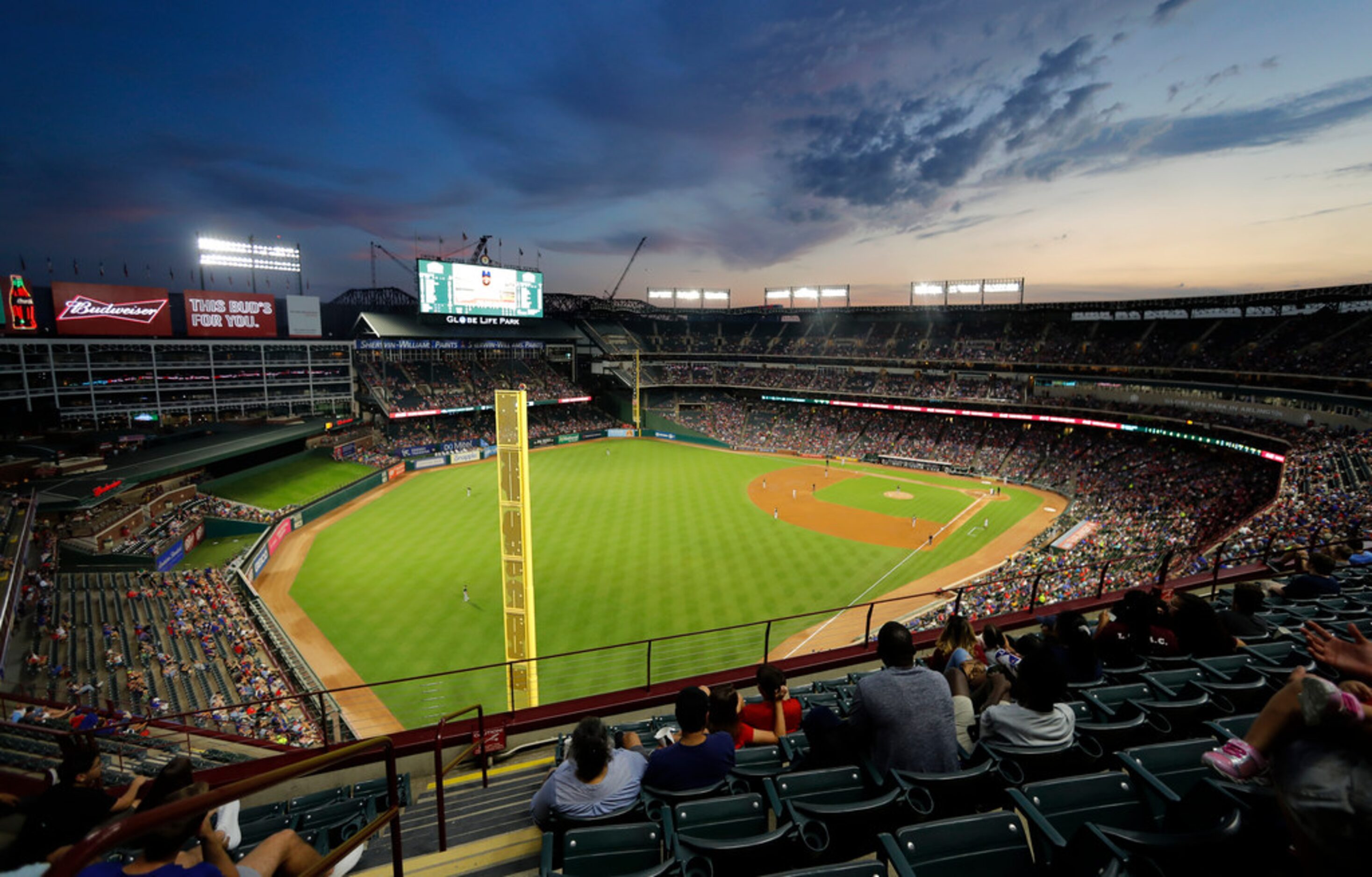 The Oakland Athletics play the Texas Rangers in the second inning of a baseball game at...