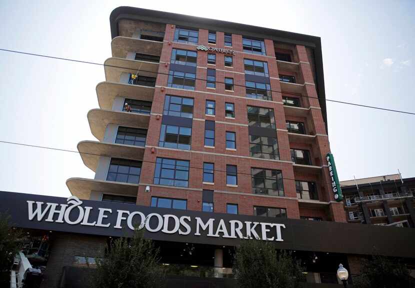 The Gables McKinney  apartments sit above Whole Foods Market in Uptown Dallas.