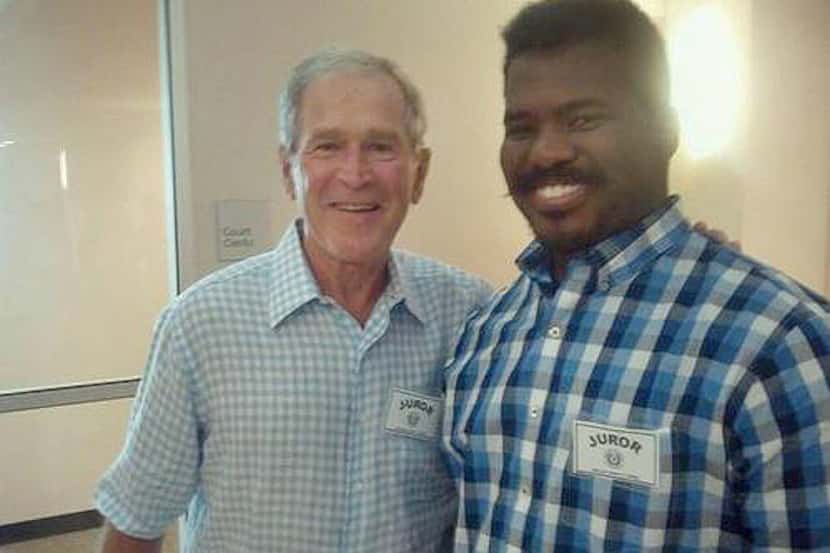 Joel Ehambe  was among prospective jurors snagging a photo with former President George W....