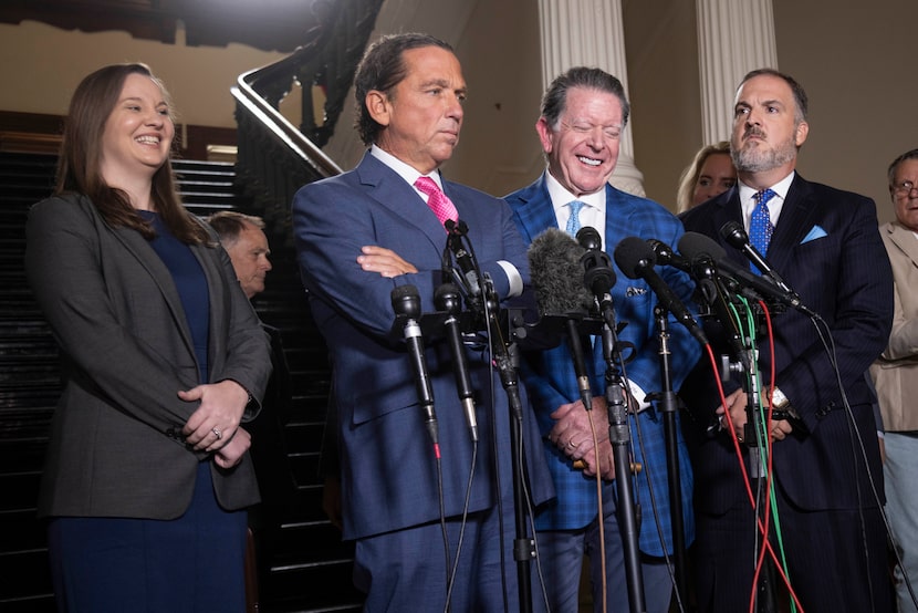 (From left) Defense attorneys Allison Collins, Tony Buzbee, Dan Cogdell and Mitch Little...