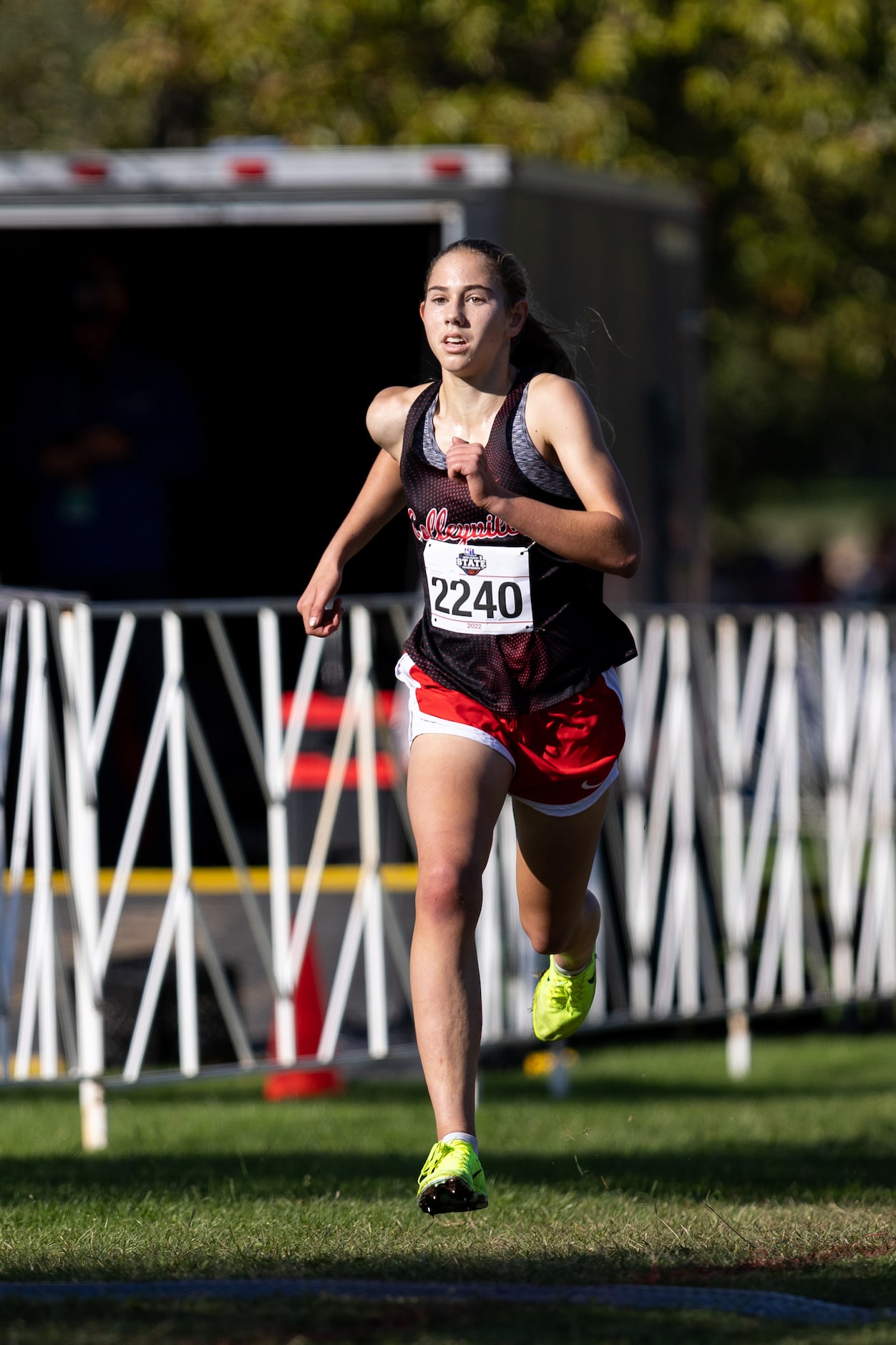 Allie Love of the Colleyville Heritage Panthers competes in the 5A girls’ 3200m race during...