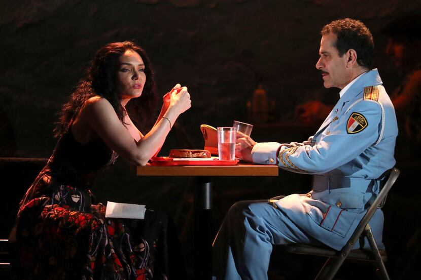 Katrina Lenk, left, and Tony Shalhoub, from the cast of "The Band's Visit," perform at the...